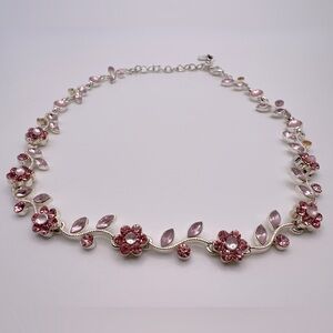 3/$20 - Beautiful Pink Sapphire Simulant Flower Necklace
